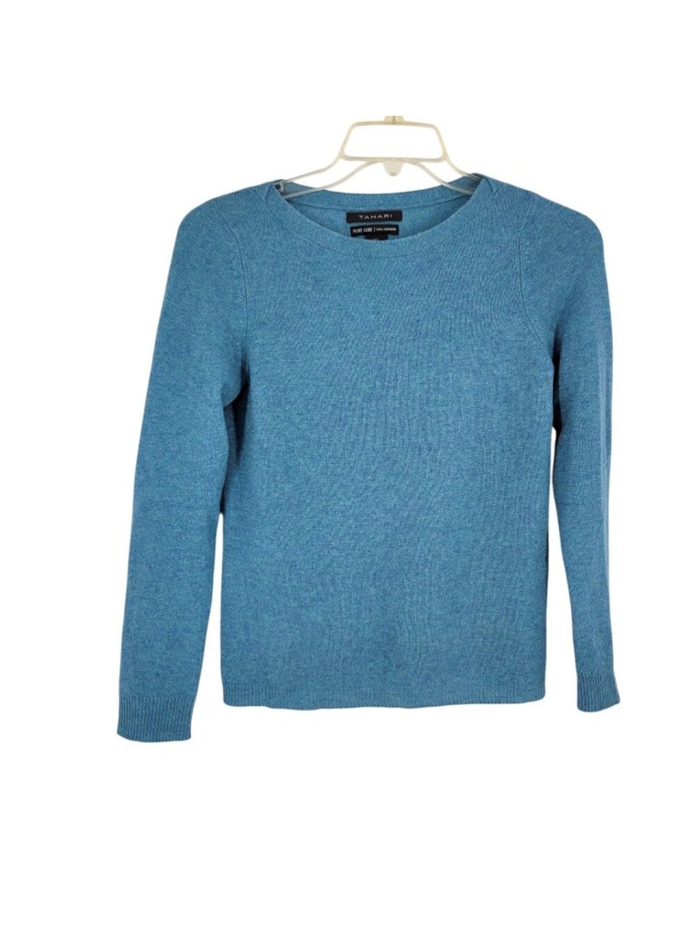 Tahari Small 100% Cashmere Sweater Blue Pure Luxe Quiet Luxury Minimalist